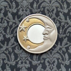 🌙 Hallowette - Handpainted Moon & Stars Mirror - Golden Milk